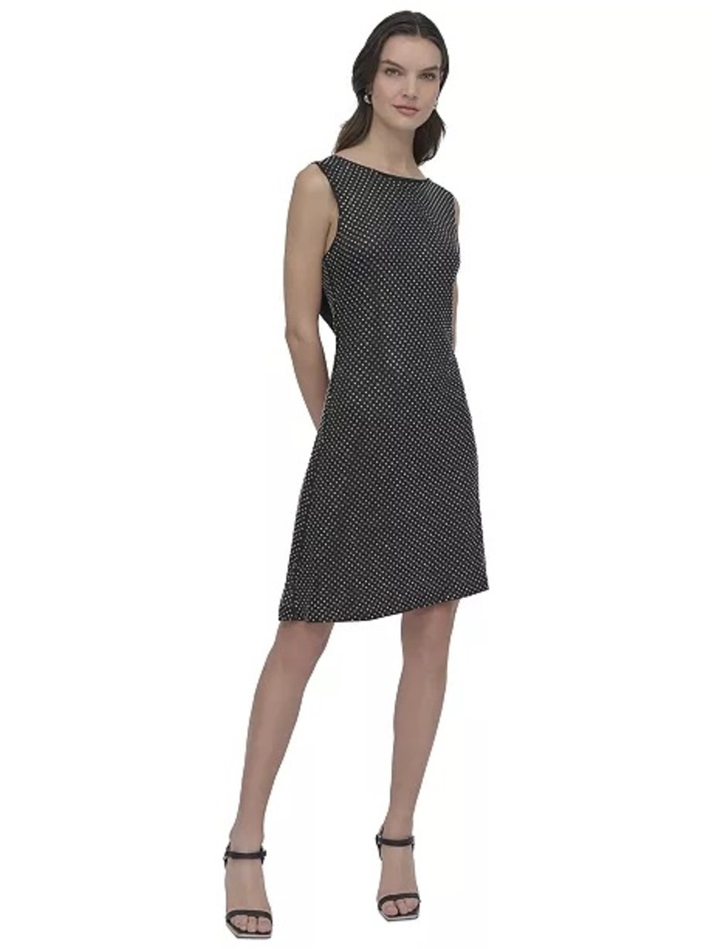 DKNY Women's Mirror-Finish Draped-Back Dress Size 16P NWT